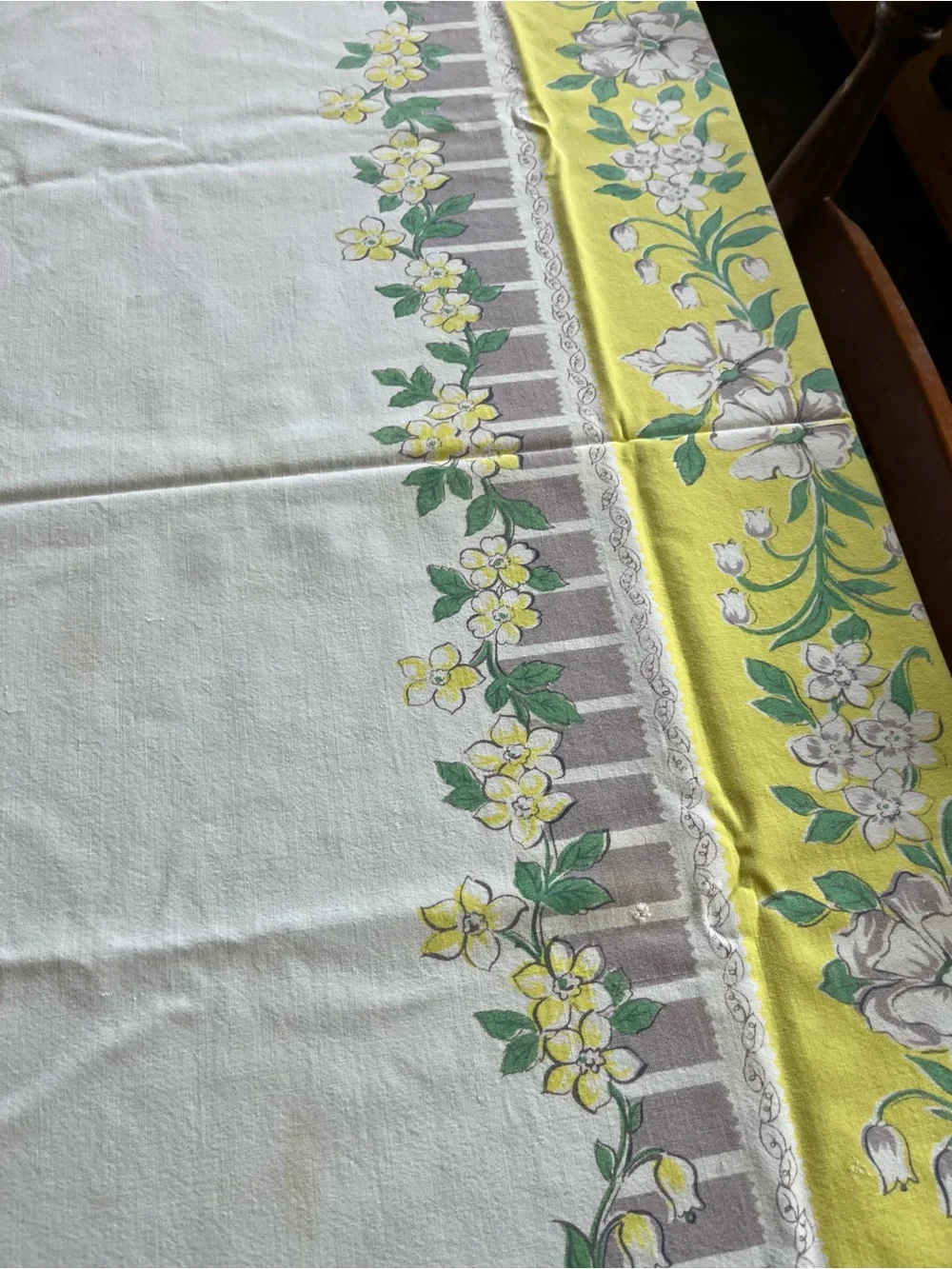 Yellow Floral Tablecloth - Vintage Floral Dining Table Cover